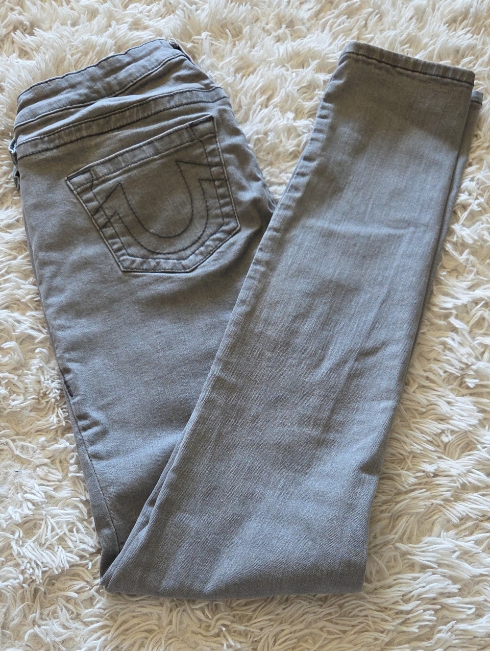 True Religion Gray Skinny Jeans with Signature Back Pocket, sz 29